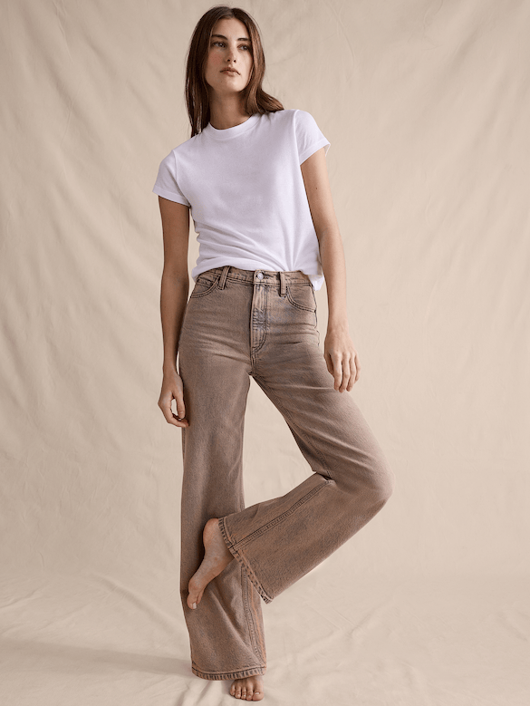 Airy Cotton Mock-Neck T-Shirt