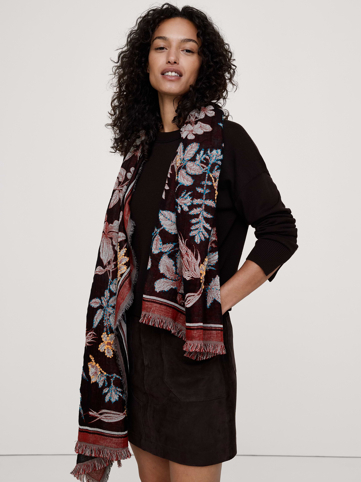 Image 2 of 3, Long Embroidered Scarf by Vismaya