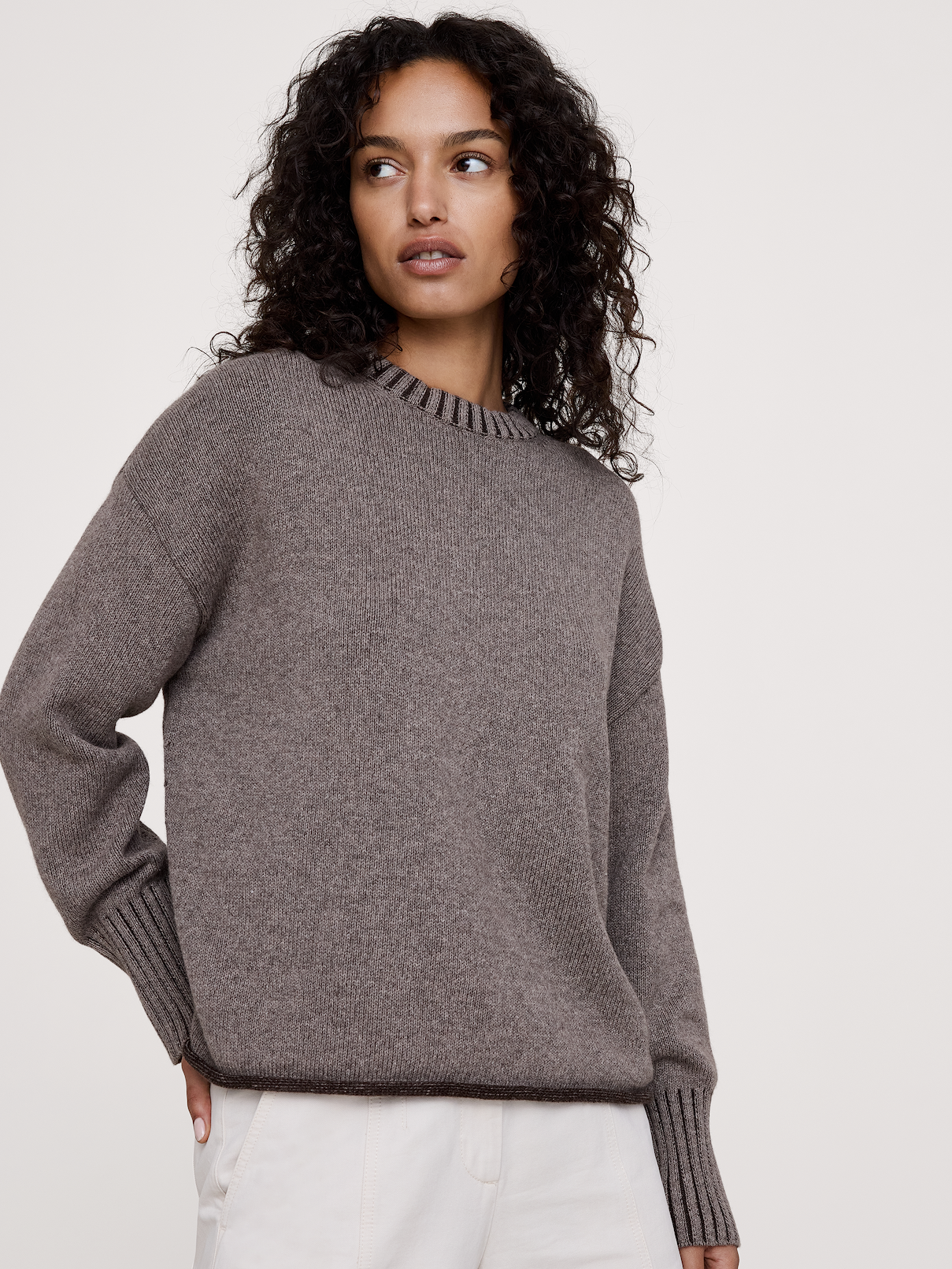 Oversized Merino-Cotton Crew-Neck Sweater