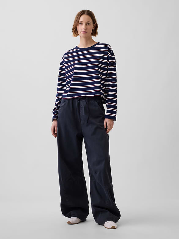 Knit Oversized Crop T-Shirt
