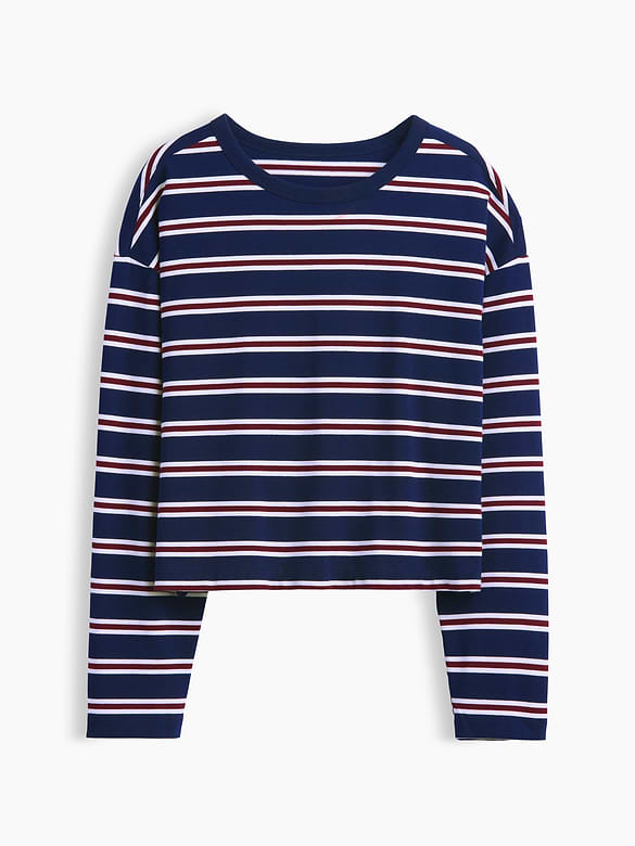 Knit Oversized Crop T-Shirt
