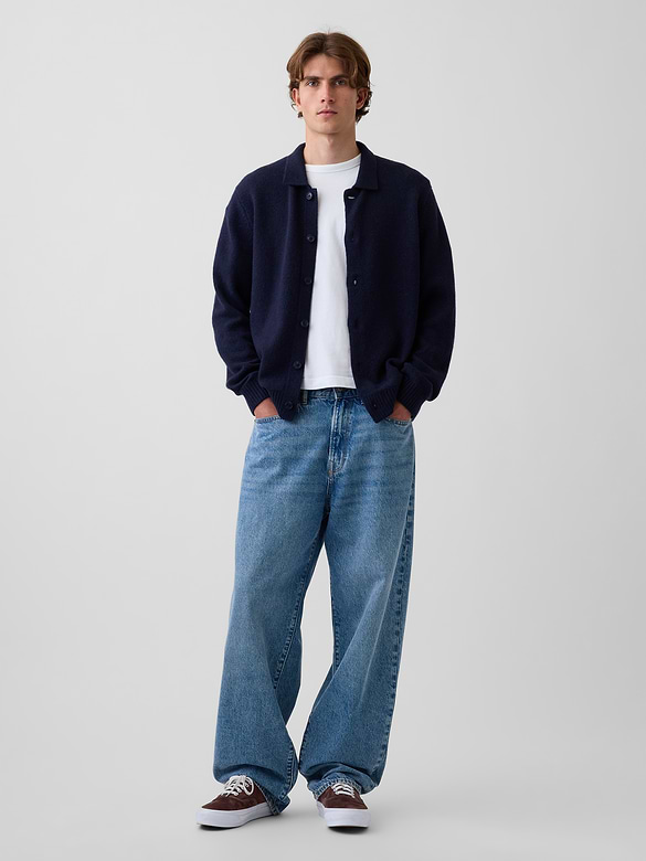 Relaxed Polo Cardigan Sweater