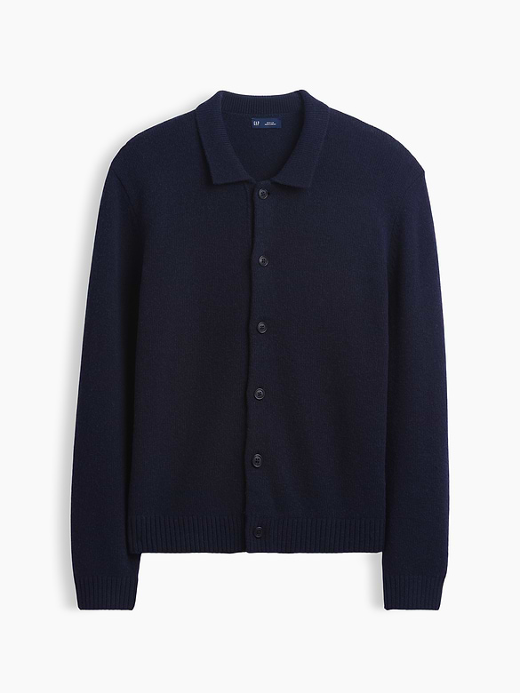 Relaxed Polo Cardigan Sweater
