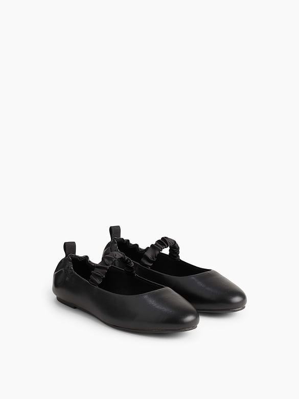 Kids Ruched Vegan Leather Flats