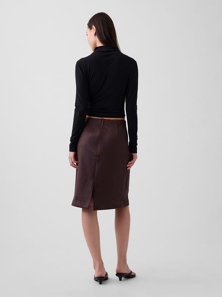 Image number 2 showing, Vegan Suede Pencil Skirt