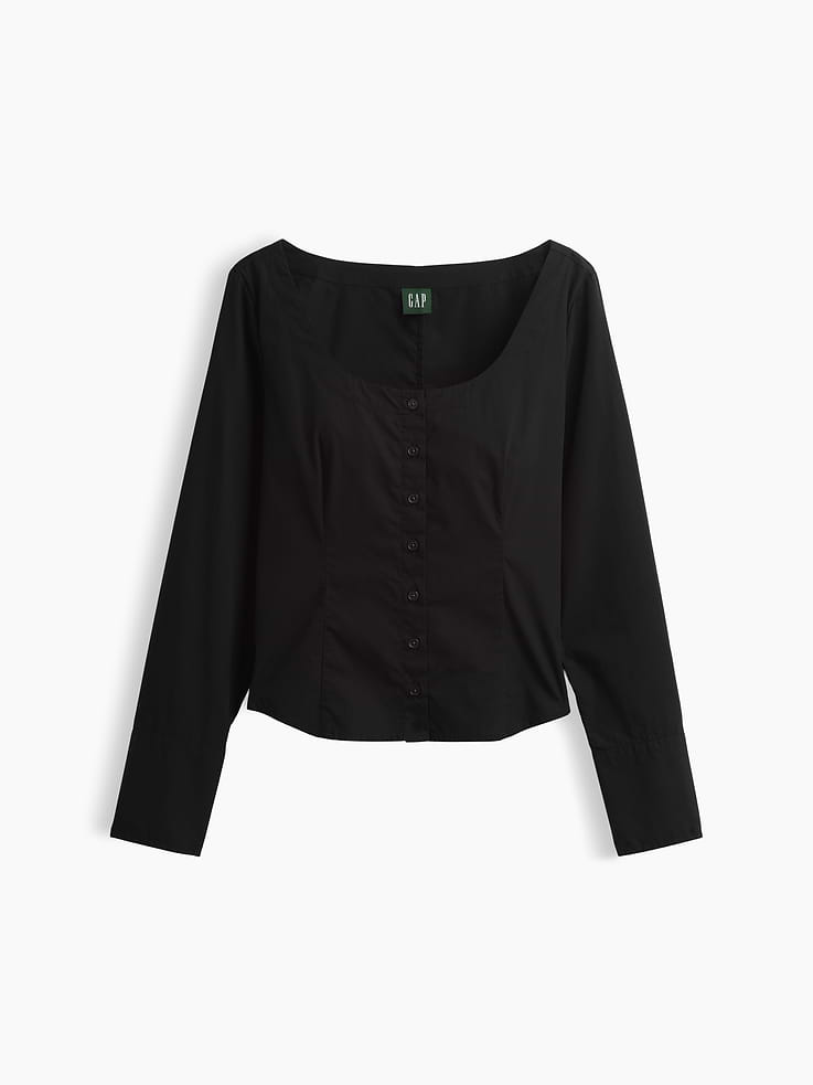 Image number 5 showing, Organic Cotton Poplin Scoop Neck Top