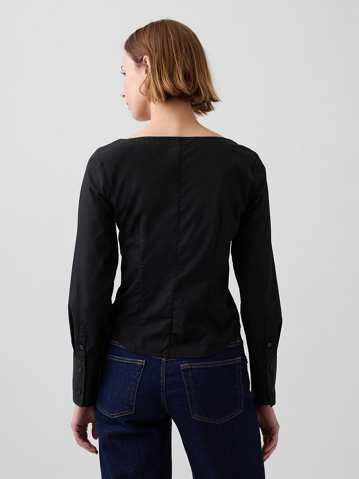 Image number 3 showing, Organic Cotton Poplin Scoop Neck Top