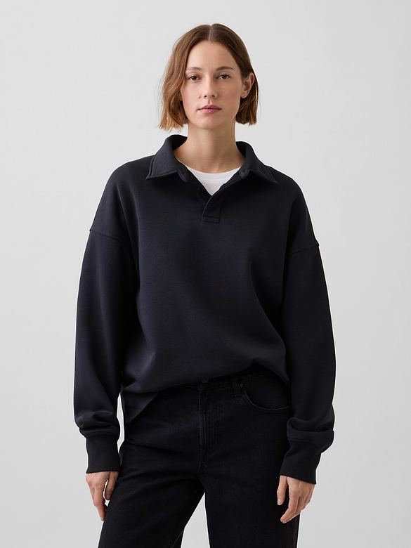 VintageSoft Oversized Polo Sweatshirt