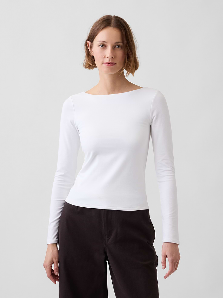L'image numéro 1 présente T-shirt moulant à dos échancré en jersey