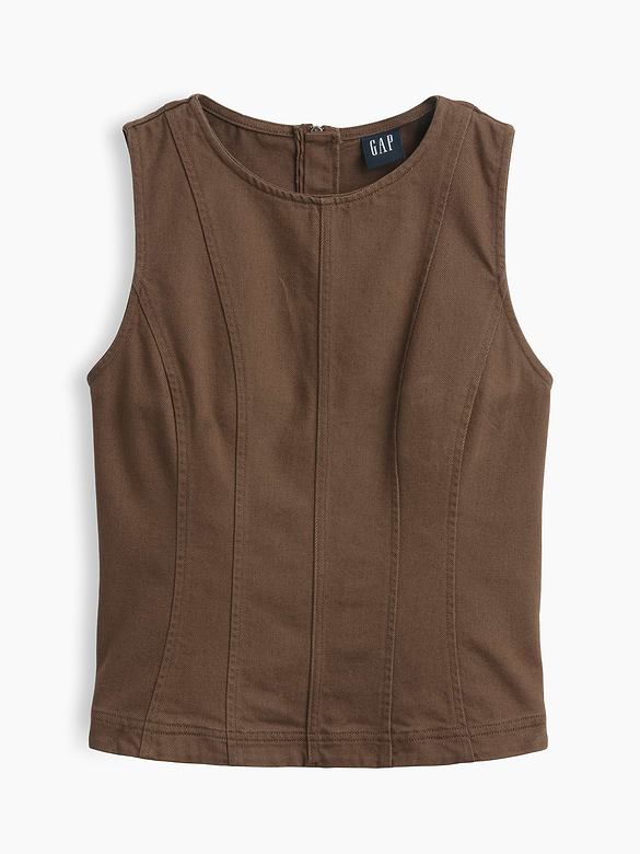 Seamed Twill Crop Shell Top