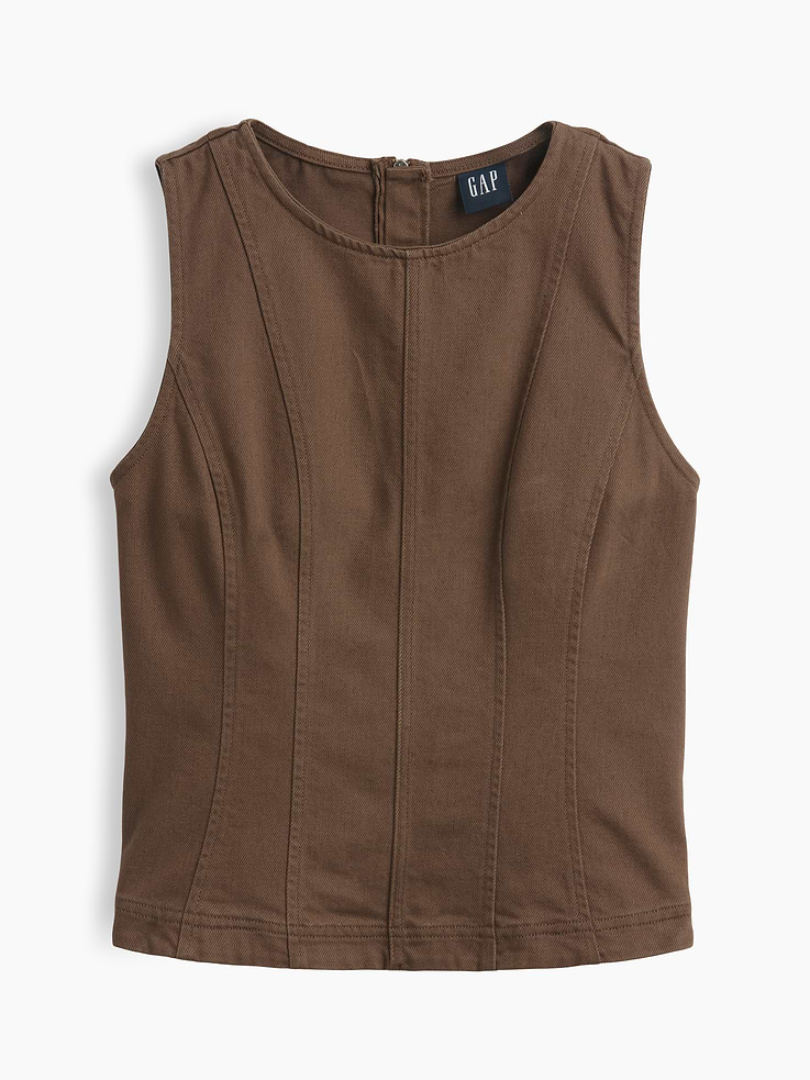 Image number 5 showing, Seamed Twill Crop Shell Top