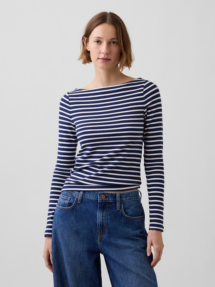 Image number 1 showing, Modern Boatneck T-Shirt