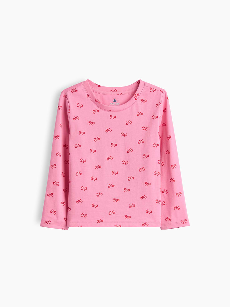 Image 1 of 2, Our favorite mix-and-match essentials go from tummy time to playtime in no time. All made with soft cotton in playful prints and bright colors., Soft cotton jersey T-shirt., Crewneck., Long sleeves., Allover print., Product #1185619