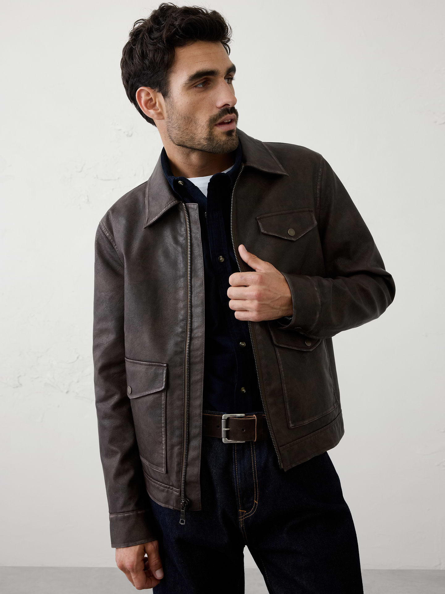 Image number 1 showing, Vegan Leather Zip Jacket