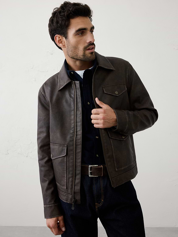 Vegan Leather Zip Jacket