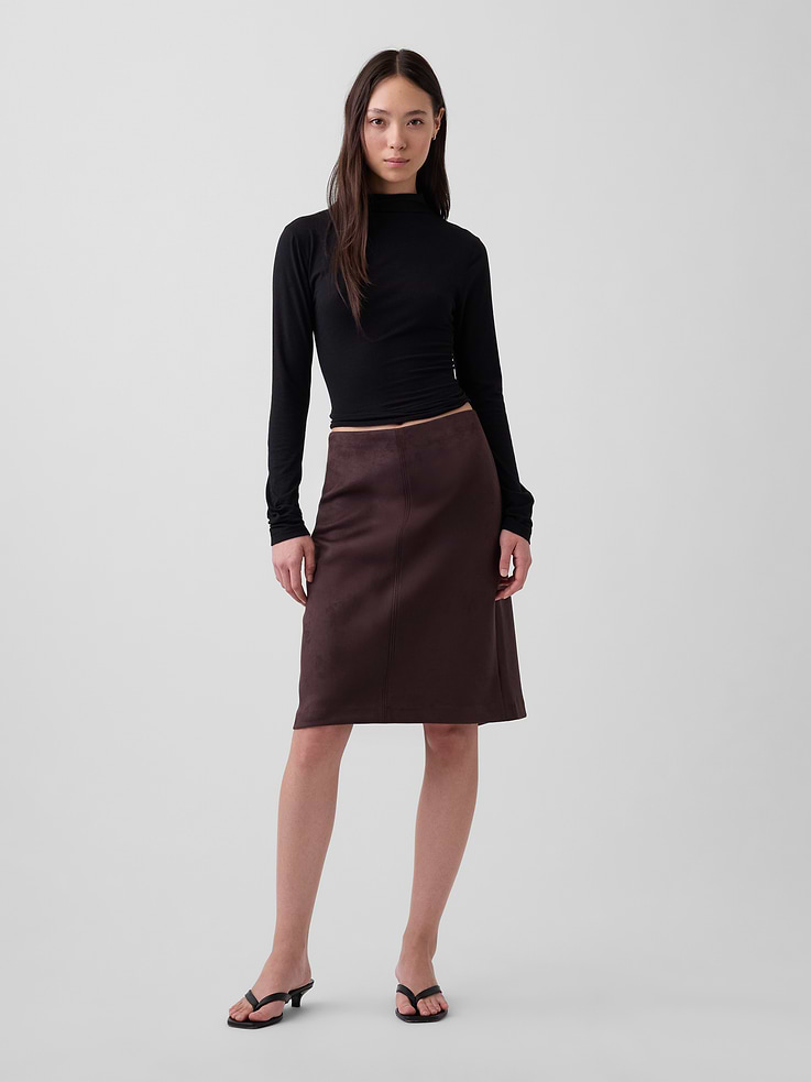 Image number 1 showing, Vegan Suede Pencil Skirt