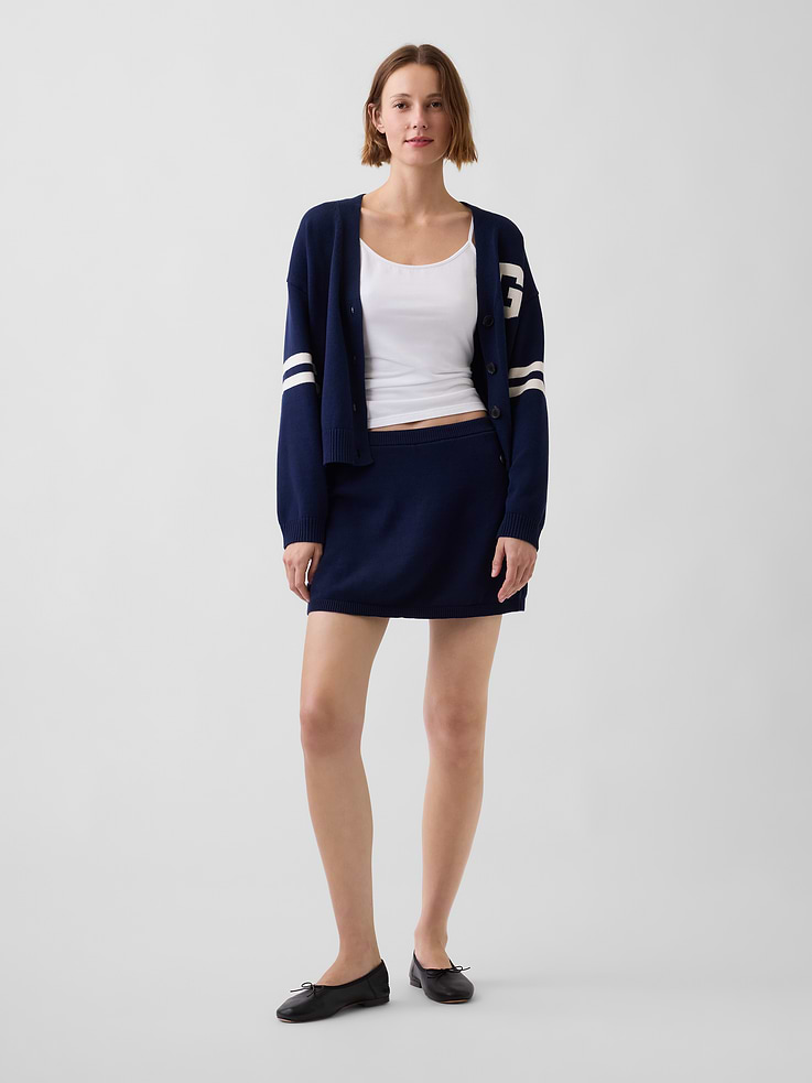 Image number 1 showing, 100% Cotton Mini Sweater Skort