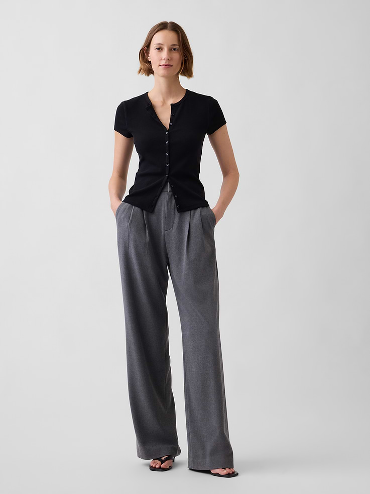 Image number 1 showing, 365 High Rise Brushed Twill Pleated Trousers
