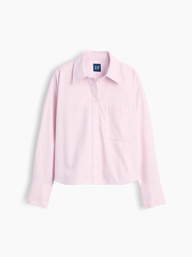 Image number 5 showing, Organic Cotton Oversized Crop Oxford Shirt