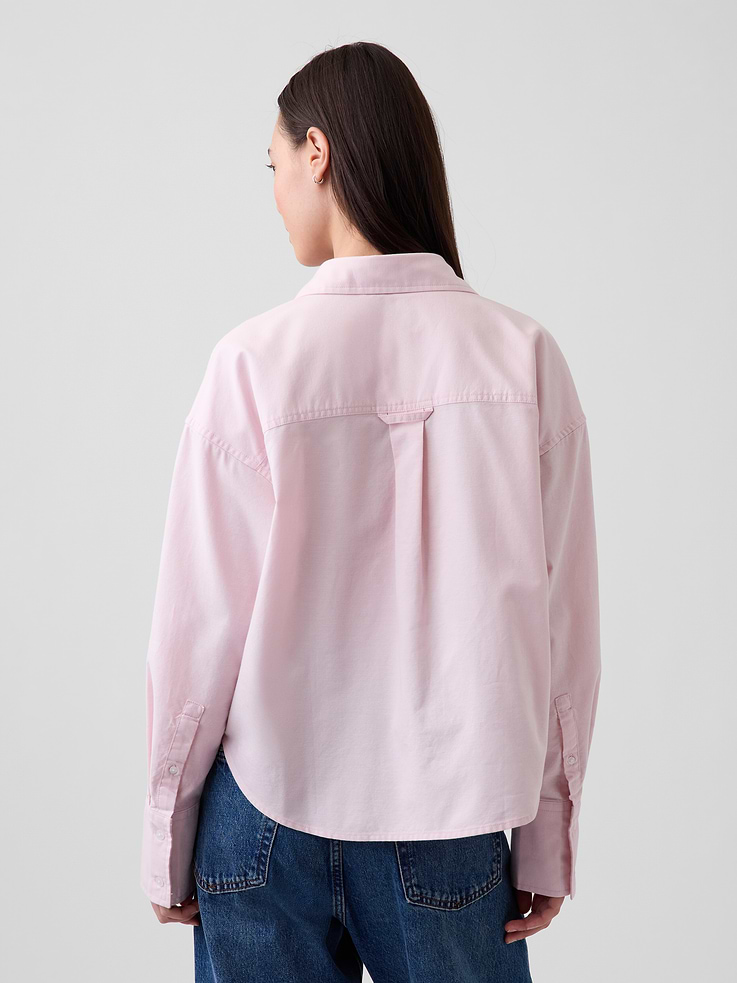 Image number 3 showing, Organic Cotton Oversized Crop Oxford Shirt