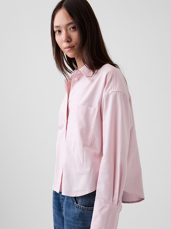 Organic Cotton Oversized Crop Oxford Shirt