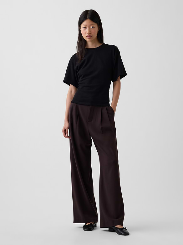 365 High Rise Brushed Twill Pleated Trousers