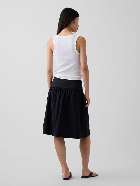 Poplin Drop-Waist Skirt