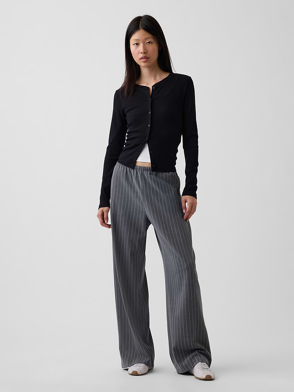 Brushed Twill Easy Wide-Leg Pants
