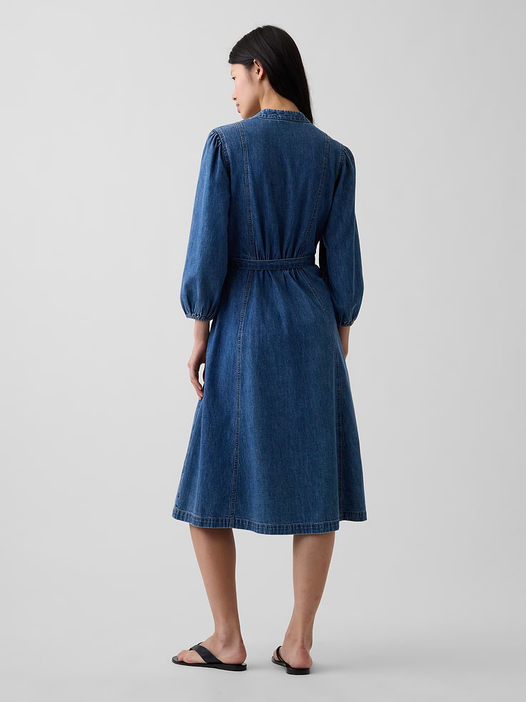 Image number 2 showing, Denim Tie-Belt Midi Dress