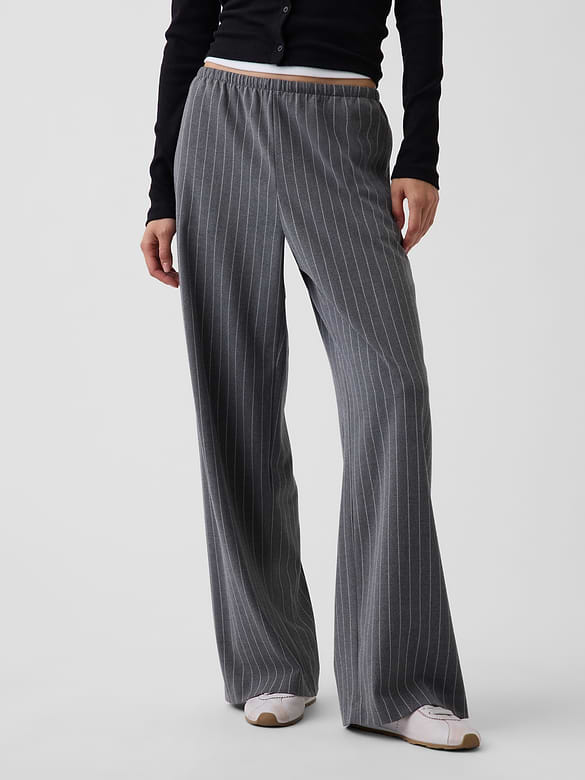 Brushed Twill Easy Wide-Leg Pants