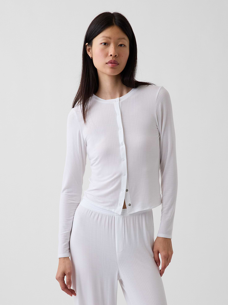 Image number 1 showing, SoftMade Modal Rib PJ Cardigan