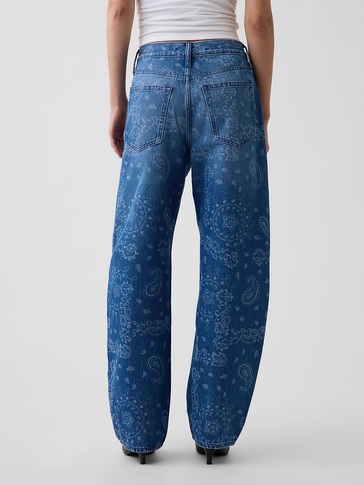 Image number 4 showing, High Rise Bandana Print Barrel Jeans