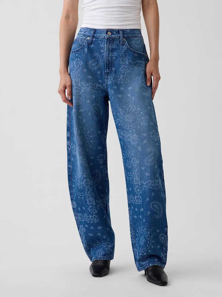 Image number 2 showing, High Rise Bandana Print Barrel Jeans