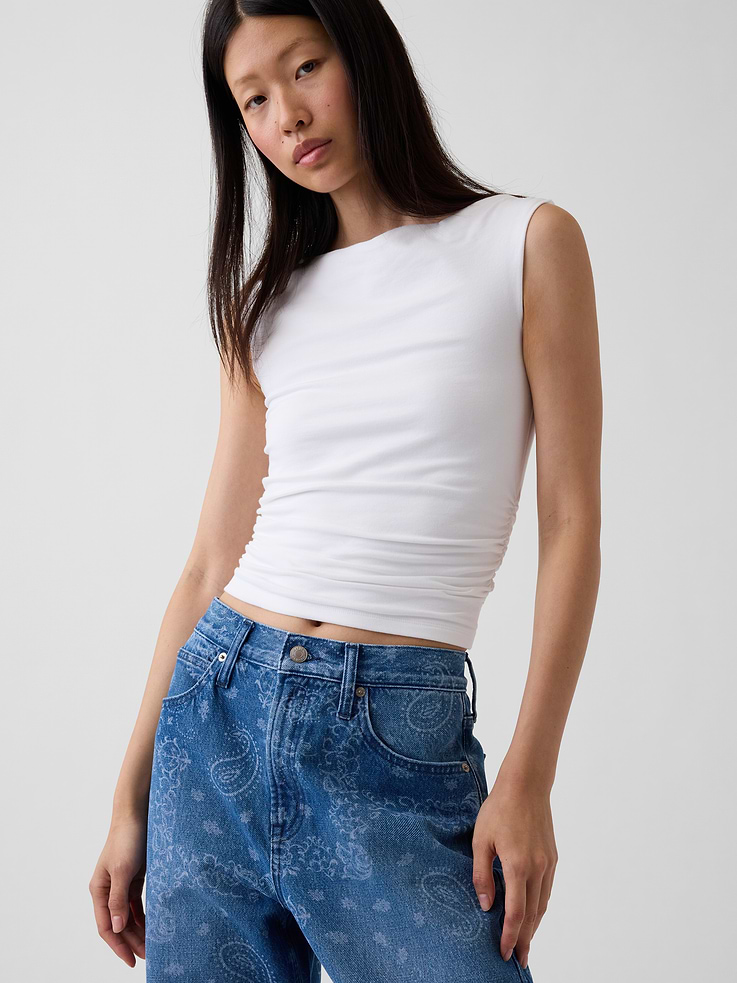 Image number 5 showing, High Rise Bandana Print Barrel Jeans