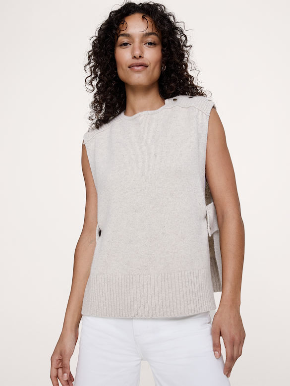 Wool-Cashmere Side-Snap Sweater Vest