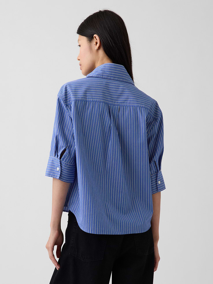 Image number 3 showing, Organic Cotton Poplin Tie-Neck Shirt