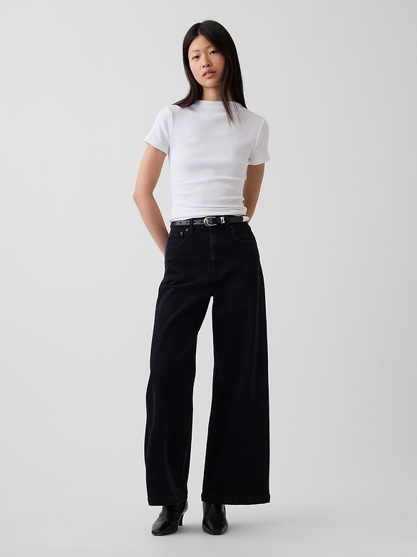 Modern Rib Mockneck Crop T-Shirt