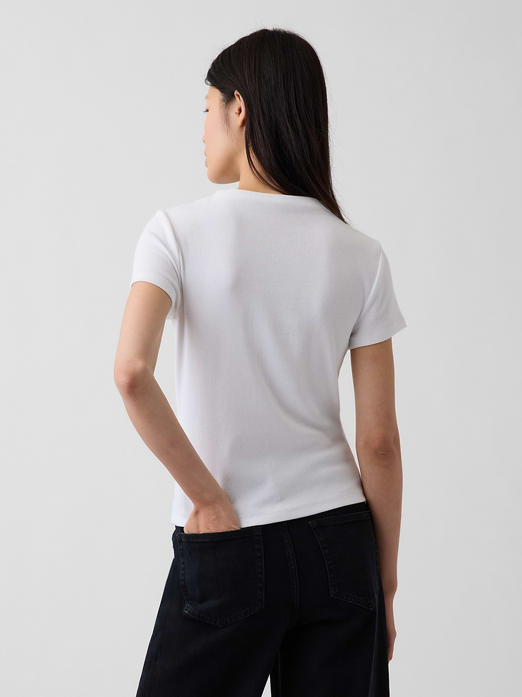Image number 3 showing, Modern Rib Mockneck Crop T-Shirt