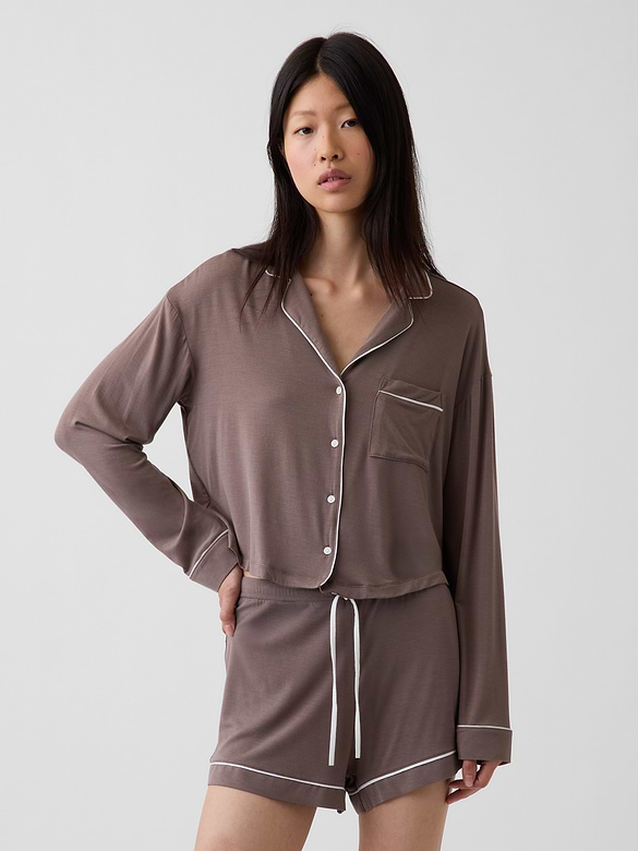 SoftMade Modal Crop PJ Top