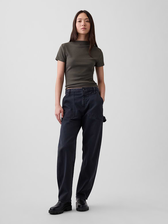 Modern Rib Mockneck Crop T-Shirt