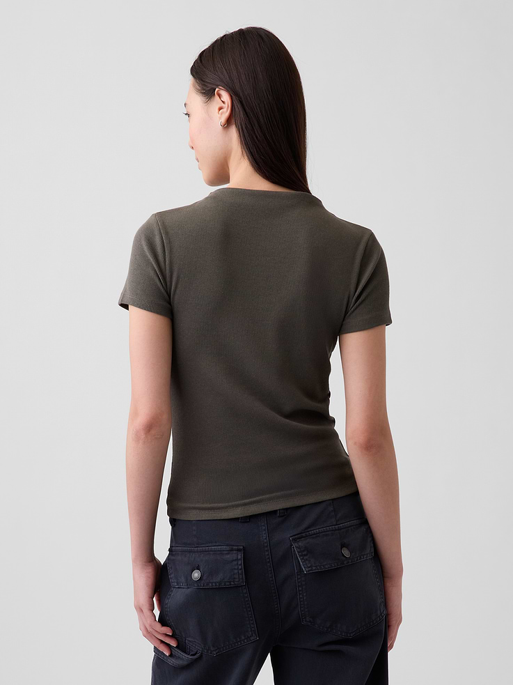 Image number 3 showing, Modern Rib Mockneck Crop T-Shirt