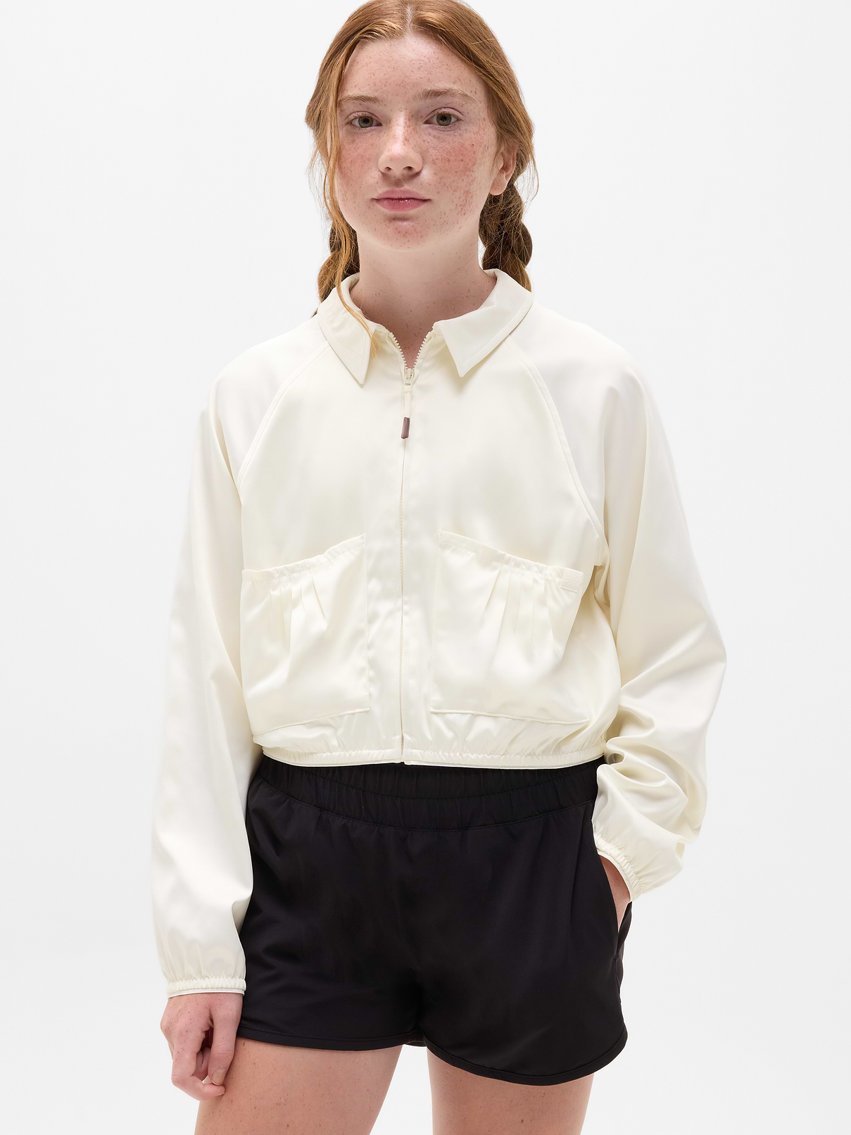 Image number 1 showing, Athleta Girl Pleat Perfect Satin Jacket