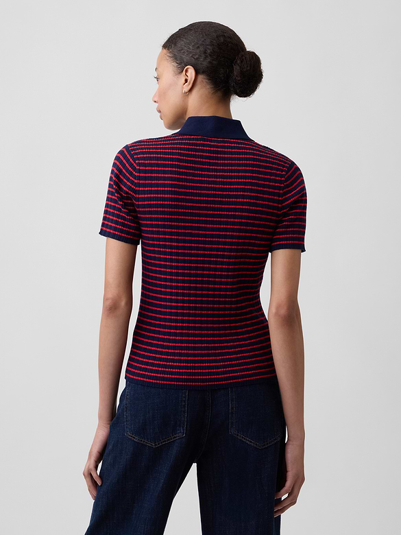 Ribbed Sweater Polo Shirt