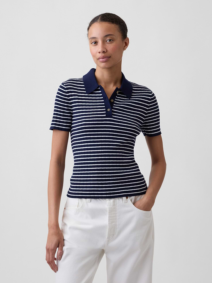 Image number 1 showing, Ribbed Sweater Polo Shirt