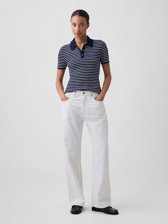 Ribbed Sweater Polo Shirt