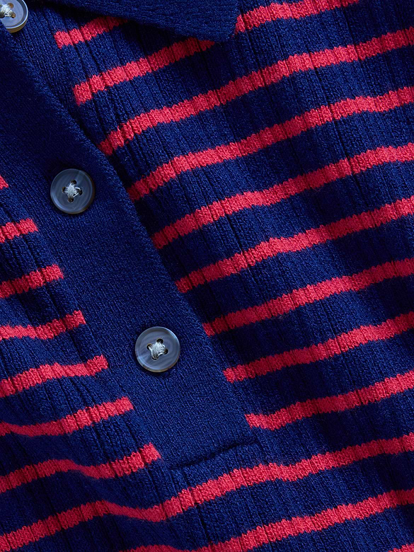 Ribbed Sweater Polo Shirt