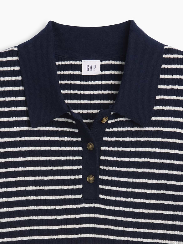 Ribbed Sweater Polo Shirt