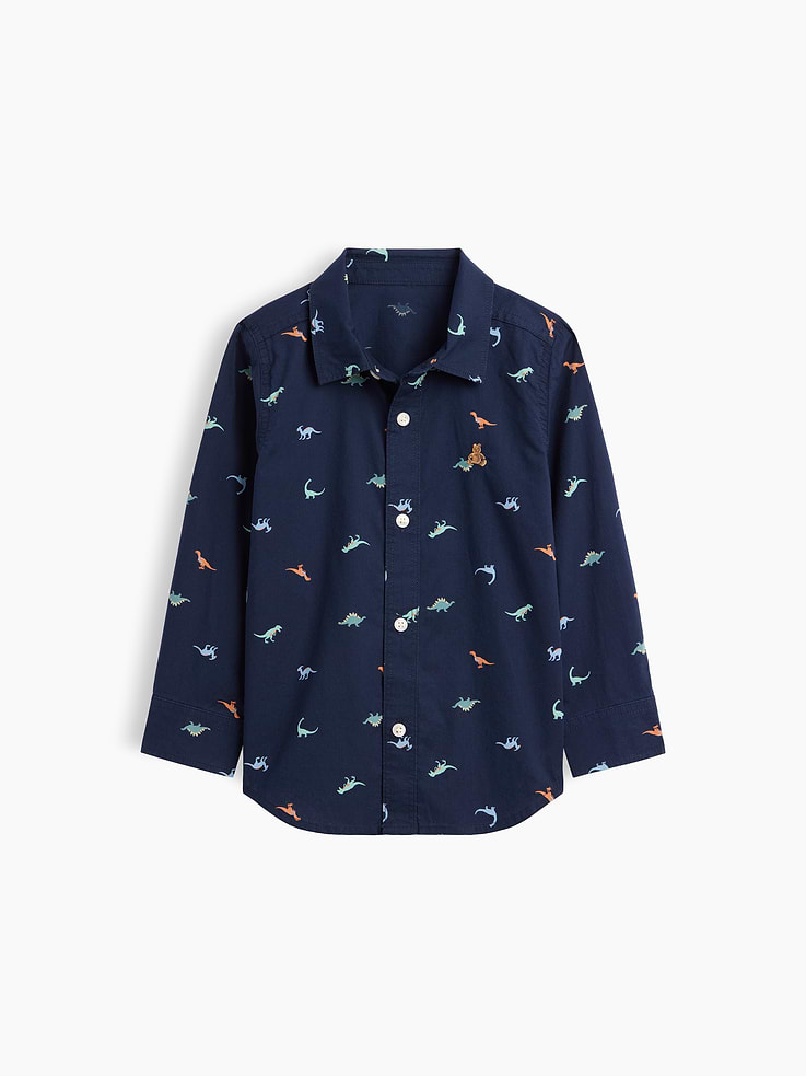 Image 1 of 3, Smooth poplin weave., Long sleeves with button cuffs., Spread collar, button front., Select styles have embroidered Brannan Bear graphic at chest., Curved shirttail hem., Select styles have allover print or stripes., Product #1178991