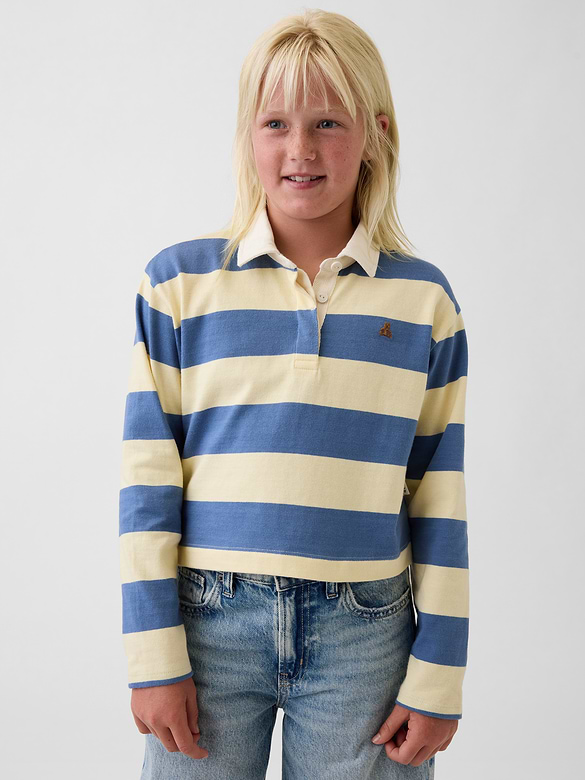 Kids Oversized Rugby Stripe Polo Shirt
