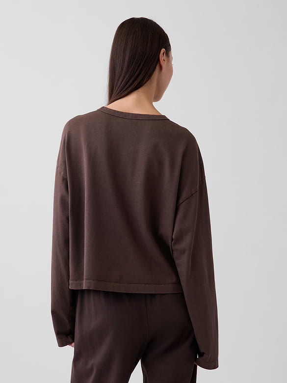 Knit Oversized Crop T-Shirt